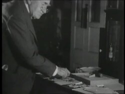 B/W 1920s older Thomas Edison working in laboratory Stock Footage