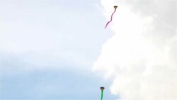 HD panning: Kites in the sky Stock Footage
