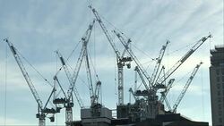 Cranes working on London building sites News Clip