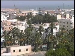 Casablanca Wide Cityscape and Port: Morocco Stock Footage