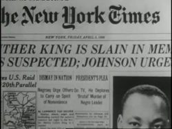 The April 5, 1968, edition of The New York Times announces the assassination of the Rev. Martin Luther King, Jr. News Clip