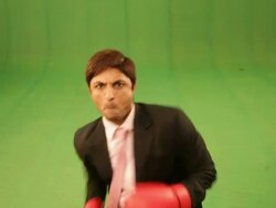 Portrait of a businessman wearing boxing gloves  Stock Footage