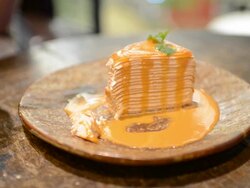 HD:Orange cake ready for relax time Stock Footage