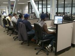 2009 WS People using computers in job center computer lab/ Antioch, California, USA/ AUDIO Stock Footage