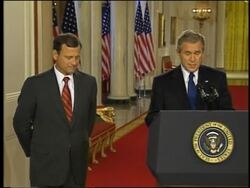 Bush chooses conservative appeal judge John Roberts Jr. for Supreme Court News Clip