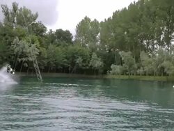 WS TS SLO MO wakeboard trick at a cable park / tencin, Haut savoir, france  Stock Footage