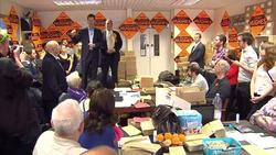 Nick Clegg visits Simon Hughes Campaign Office while campaigning in Southwark during General Election 2015 News Clip