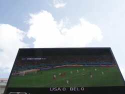 Soccer Fans Gather To Watch US Team's Knockout Stage Match Against Belgium Stock Footage