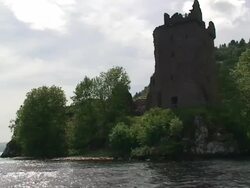 Urquhart Castle from Loch Ness Stock Footage