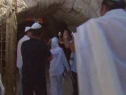 MS POV Group of people at bar mitzvah celebration at Wailing Wall / Jerusalem, Israel Stock Footage