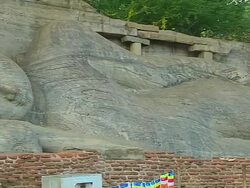 Pan Right Shot Reclining Buddha Gal Vihara Polonnaruwa North Central Province Sri Lanka Stock Footage