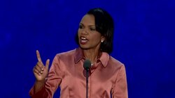 Rice tells Republican convention that US standing in the world is at risk News Clip