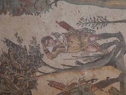 Piazza Armerina (villa Romana del Casale), room of the small hunt Stock Footage