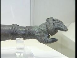 Display showcasing objects used in ancient times News Clip