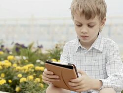 boy attentively reads the book Stock Footage