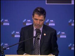 US Def Sec Gates and NATO chief news conference News Clip