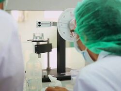 Medical students are tested chemically Stock Footage