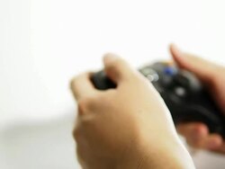 Play game with a joystick Stock Footage