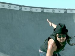 MS SLO MO Shot of skateboarder riding through bowl / Venice, California, United States Stock Footage