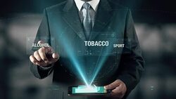 Healthy Life Success Concept Businessman using digital tablet technology futuristic background Stock Footage