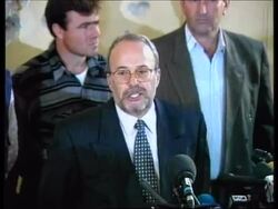 Albania - Fatos Nano holds press conference News Clip