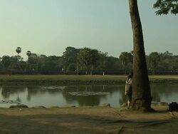 Pan Left Reveal Shot Angkor Wat Siem Reap Cambodia Stock Footage
