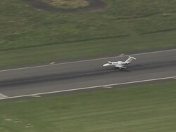 Executive Jet Landing At Tempelhof Airport Stock Footage