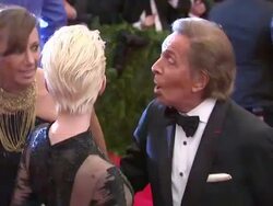 Anne Hathaway, Valentino Garavani at "PUNK: Chaos To Couture" Costume Institute Gala Stock Footage