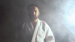 Judokas fighter  portrait Stock Footage