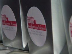 ATMOSPHERE: Signage at the Prevention Magazine Presents The 2nd Annual Prevention Honors Hollywood Heroes Event at West Hollywood CA. (Footage by WireImage Video/Getty Images Entertainment Video) Stock Footage