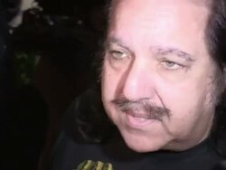 Ron Jeremy on out sourcing & the future of the porn industry in Studio City, 12/08/12 Stock Footage
