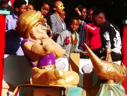 Parade floats at the 'Krewe of Harambee Mardi Gras Parade' Stock Footage