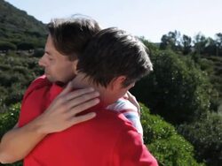 "homosexual male couple embracing, enjoying time together" Stock Footage