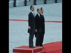 SYND 11 3 76 KING HUSSEIN OF JORDAN ARRIVES TO TOKYO AND IS GREETED BY EMPEROR HIROHITO News Clip
