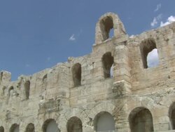 MS Pan Entrance of the Herodion theatre / Athens, Attica, Greece Stock Footage