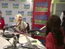 INTERVIEW: Nicki Minaj reacts to seeing Greg T in drag at Nicki Minaj Visits Elvis Duran & The Morning Show  Stock Footage