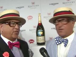 INTERVIEW - Matt Harris and Mark Harris on dressing for the event at Moet & Chandon Toasts The 139th Kentucky Derby Stock Footage
