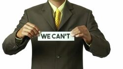Businessman tear the paper for turning word 'WE CAN'T' into 'WE CAN' Stock Footage