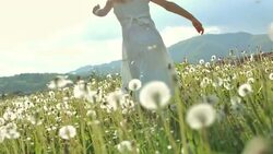 SUPER SLO-MO Girl Running In The Grass Stock Footage
