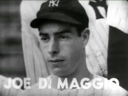 B/W 1938 close up PORTRAIT Joe DiMaggio in baseball cap / New York Yankees Stock Footage