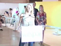 SPEECH: Claire Danes on Valspar supporting the United States Artists organization. at the Claire Danes Launches Valspar's New Hi-Def Paint and Exhibition Stock Footage