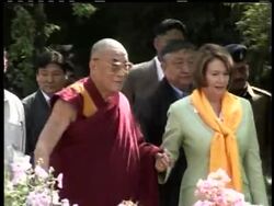 House Speaker Nancy Pelosi lent her support to the Tibetan cause during a meeting with the Dalai Lama on Friday.  Meantime, unrest continues in the region as Chinese officials try to calm the violence News Clip