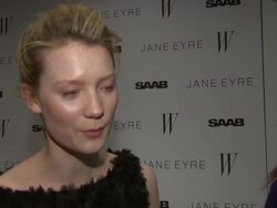 INTERVIEW: Mia Wasikowska on working on the film and her castmates. at the 'Jane Eyre' New York Premiere - Arrivals at New York NY. Stock Footage