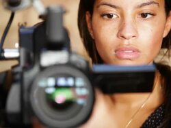 media: camera woman Stock Footage