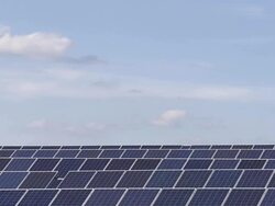 HD Solar Park in Front of Blue Sky (Time Lapse) Stock Footage