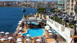 Hotel swimming pool and high rise leisure development. Stock Footage