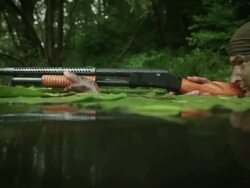 MS U.S. Special Operation Forces soldiers in water with shotgun at jungle in Vietnam war / Jungle, Hue, Vietnam Stock Footage