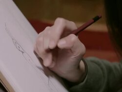 CU Drawing sketch / Nakano, Tokyo, Japan Stock Footage