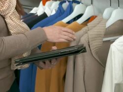 HD DOLLY: Doing An Inventory With Digital Tablet Stock Footage