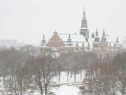 Aerial view of Stockholm Cityscape in Winter Timelapse Stock Footage